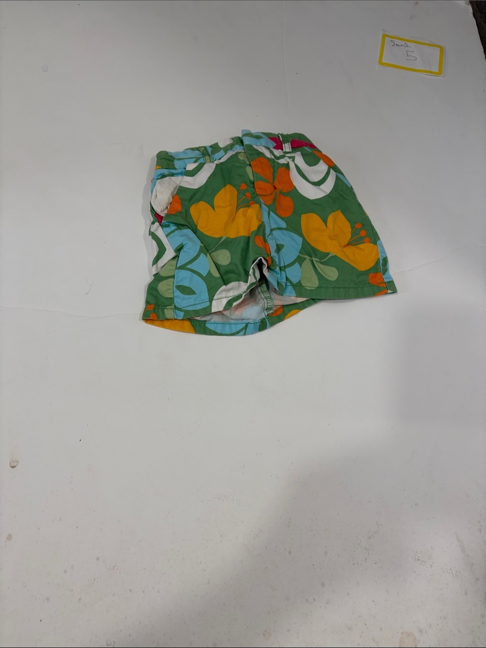 GAP Green Floral Shorts with Orange & Light Blue Blooms